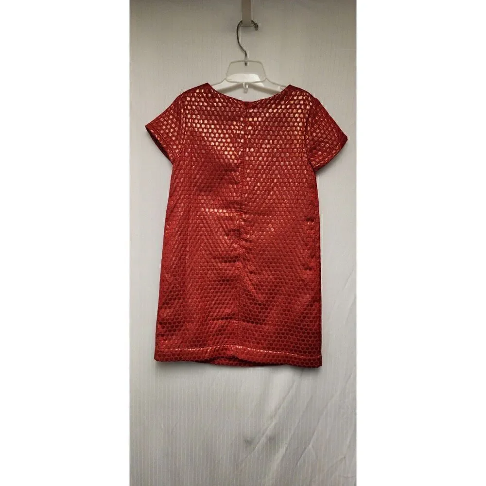 Gap Kids Red Metallic Pleated Jacquard Dot Party Dress/Old Navy Floral Dress M-8